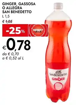 Bennet Ginger, gassosa o allegra SAN BENEDETTO offerta