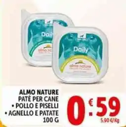 Deco Supermercati Almo nature patè per cane pollo e piselli agnello e patate offerta