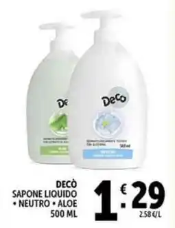 Deco Supermercati Decò sapone liquido neutro aloe offerta
