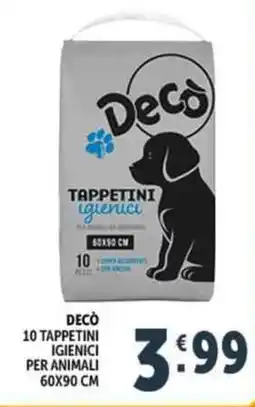 Deco Supermercati Decò 10 tappetini igienici per animali 60x90 cm offerta