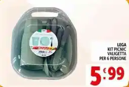 Deco Supermercati Lega kit picnic valigetta per 6 persone offerta
