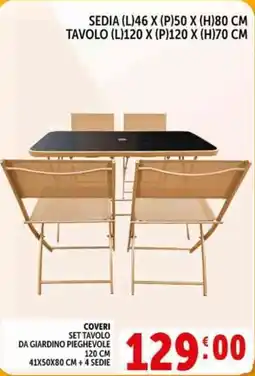 Deco Supermercati Coveri set tavolo da giardino pieghevole offerta