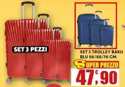 Maury's Set 3 trolley baku blu 56/66/76 cm offerta