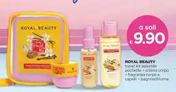 Acqua & Sapone ROYAL BEAUTY travel kit assortite pochette + crema corpo + fragranza corpo e capelli + bagnoschiuma offerta
