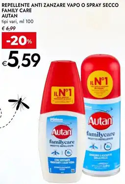 Bennet Repellente anti zanzare vapo o spray secco family care AUTAN offerta