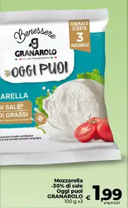 Coop Mozzarella -30% di sale Oggi puoi GRANAROLO offerta