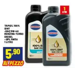 Risparmio Casa Tamoil 100% sint SAE 5W-40 benzina turbo diesel GPL 5W30 offerta
