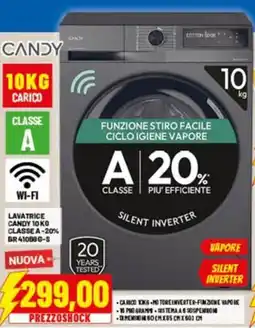 Risparmio Casa CANDY LAVATRICE CANDY 10 KG CLASSE A-20% BR410B8G-S offerta