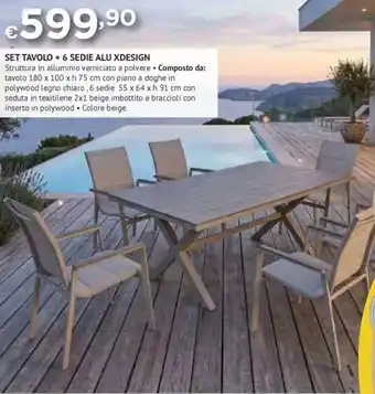Set tavolo + 6 sedie alu xdesign