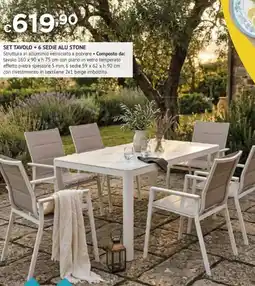 Progress Set tavolo + 6 sedie alu stone offerta