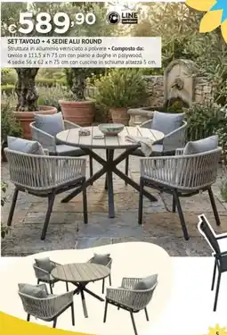 Progress Set tavolo + 4 sedie alu round offerta