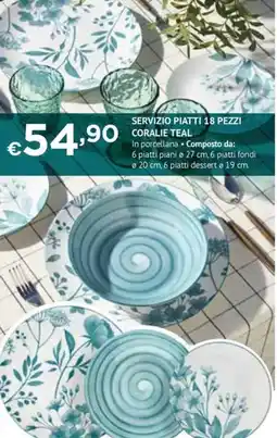 Progress Servizio piatti 18 pezzi coralie teal offerta