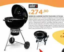 Progress Weber barbecue a carbone master touch GBS E-5750 BLK offerta