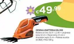 Progress Black + decker cesoia a batteria GSL 200 offerta