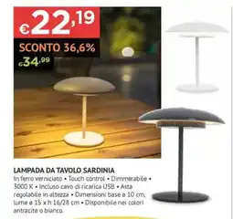 Progress Lampada da tavolo sardinia offerta