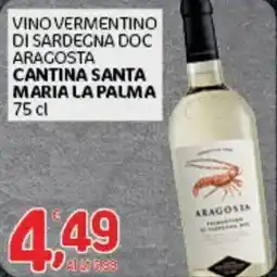 Crai Vino vermentino di sardegna doc aragosta CANTINA SANTA MARIA LA PALMA offerta