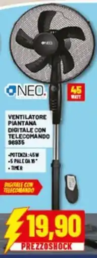 Risparmio Casa Neo ventilatore piantana digitale con telecomando 96935 offerta