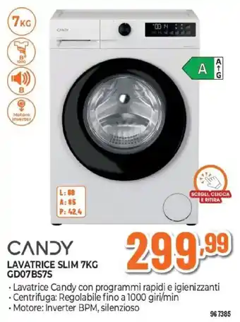 CANDY LAVATRICE SLIM 7KG GD07BS7S