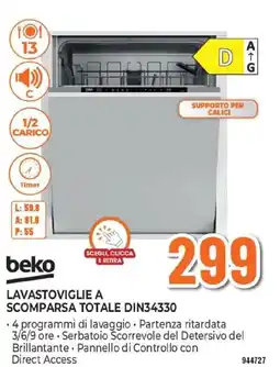 Expert beko LAVASTOVIGLIE A SCOMPARSA TOTALE DIN34330 offerta