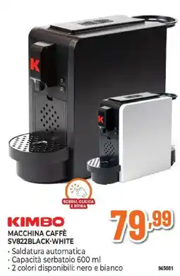 Expert KIMBO MACCHINA CAFFÈ SV822BLACK-WHITE offerta