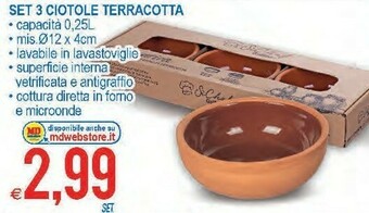 Set 3 ciotole terracotta