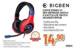 Expert Bigben cuffie stereo VI per nintendo switch o switch lite switch HEADSETV1RPIUB offerta