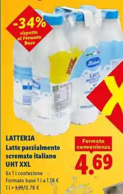 Lidl LATTERIA Latte parzialmente scremato italiano UHT XXL offerta