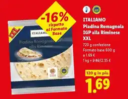 Lidl Italiamo Piadina Romagnola IGP alla Riminese XXL offerta