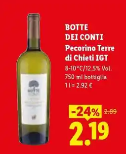 Lidl BOTTE DEI CONTI Pecorino Terre di Chieti IGT offerta
