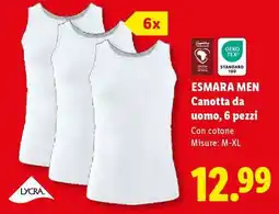 Lidl ESMARA MEN Canotta da uomo, 6 pezzi offerta
