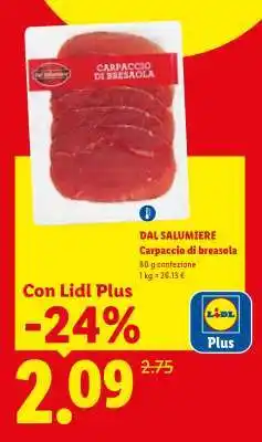 Lidl Dal Salumiere Carpaccio di bresaola offerta