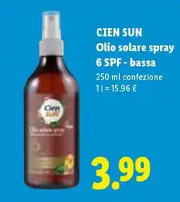 Lidl CIEN SUN Olio solare spray 6 SPF - bassa offerta