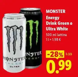 Lidl MONSTER Energy Drink Green o Ultra White offerta