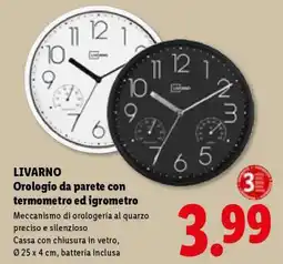 Lidl LIVARNO Orologio da parete con termometro ed igrometro offerta
