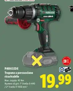 Lidl PARKSIDE Trapano a percussione ricaricabile offerta