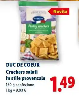 Lidl DUC DE COEUR Crackers salati in stile provenzale offerta