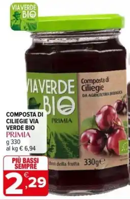 Iperal Composta di ciliegie via verde bio PRIMIA offerta