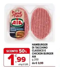 Iperal Hamburger di tacchino classico e chicken burger AIA offerta