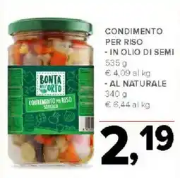 Todis Condimento per riso in olio di semi - al naturale offerta
