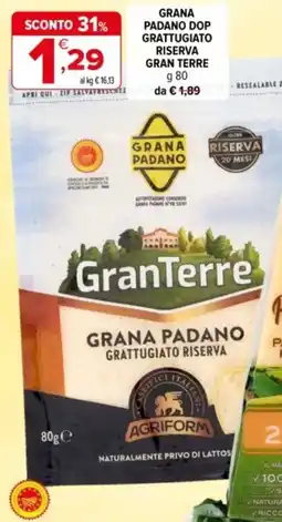 Iperal Grana padano dop grattugiato riserva GRAN TERRE offerta
