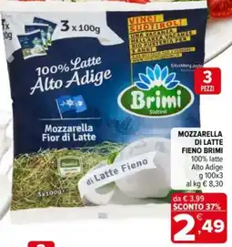 Iperal Mozzarella di latte fieno BRIMI offerta