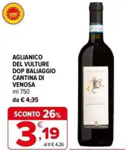 Iperal Aglianico del vulture dop baliaggio cantina di venosa offerta