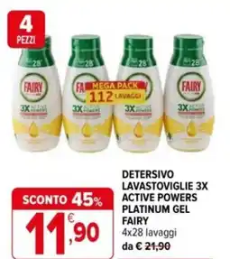Iperal Detersivo lavastoviglie 3x active powers platinum gel FAIRY offerta