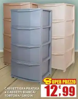Maury's Cassettiera pratika 4 cassetti bianca/ tortora/ grigia offerta