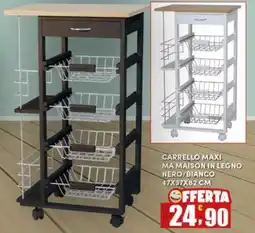 Maury's Carrello maxi ma maison in legno nero/bianco 47x37x82 cm offerta