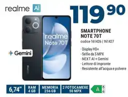 Sinergy realme SMARTPHONE NOTE 70T offerta