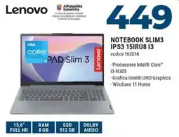 Sinergy Lenovo NOTEBOOK SLIM3 IPS3 15IRU8 13 offerta