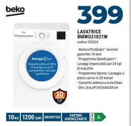 Sinergy beko LAVATRICE BMWU31021W offerta
