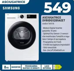 Sinergy SAMSUNG ASCIUGATRICE DV80DG52B0AEET offerta