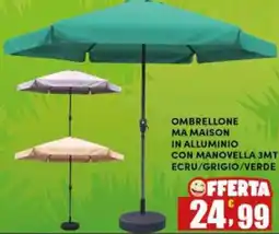 Maury's Ombrellone ma maison in alluminio con manovella 3mt ecru/grigio/verde offerta